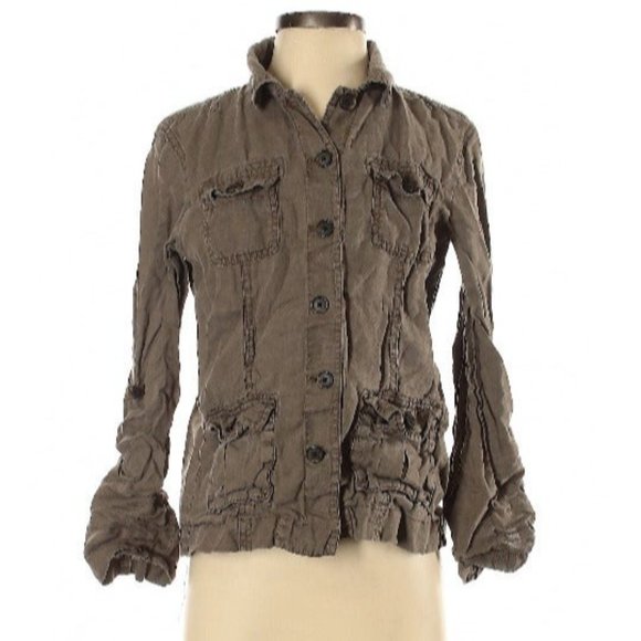 Ann Taylor Linen Utility Cargo Jacket S - Picture 3 of 3